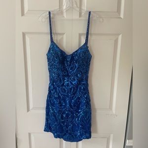 Alyce Paris cobalt blue homecoming dress